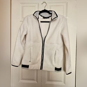Under armor White Fleece Zip-Up Jacket with Black Trim and reflective strip